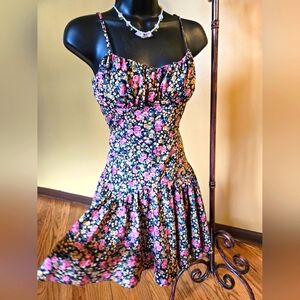 Floral Black and Pink Women's Dress